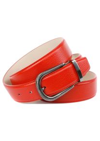 Anthoni Crown Damen Ledergürtel, rot, Gr. 85, unifarben, Leder, Gürtel, in rot mit Dornschließe in Diamant-schwarz