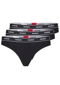 HUGO UNDERWEAR Damen String "TRIPLET THONG STRIPE", Gr. L, schwarz, Jersey, Obermaterial: 95% Baumwolle, 5% Elasthan, unifarben, Unterhosen, mit HUGO