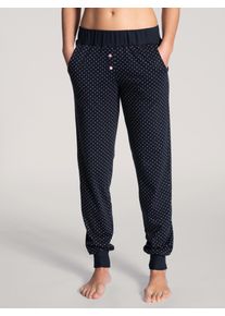 Calida Damen Loungehose "Favourites Dreams", Gr. L, blau, Interlock, Obermaterial: 100% Baumwolle, gepunktet, casual, Hosen, mit Bündchen
