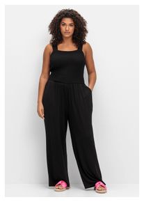 sheego Damen Jumpsuit "Große Größen", schwarz, feminin, Gr. 60, unifarben, Obermaterial: 95% Viskose (LENZING ECOVERO), 5% Elasthan, Overalls, mit