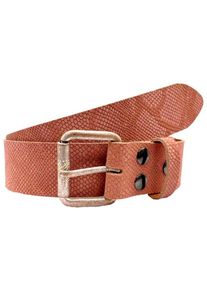 Damen Ledergürtel, rosa, modisch, Gr. 95, RETTUNGSRING BY SHOWROOM 019, vintage, used, Reptilienprägung, unifarben, geprägtes Muster, Leder, Gürtel,