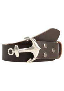 Damen Ledergürtel, braun, modisch,casual, Gr. 120, RETTUNGSRING BY SHOWROOM 019, unifarben, Leder, Gürtel, mit austauschbarer Schließe »Anker SO19«