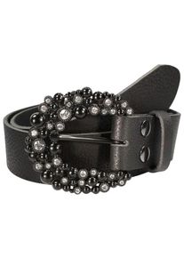 Damen Ledergürtel, schwarz, modisch, Gr. 105, RETTUNGSRING BY SHOWROOM 019, unifarben, Leder, Gürtel, mit austauschbarer Schließe »Dorn Strass