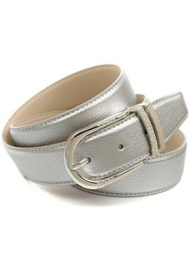 Anthoni Crown Damen Ledergürtel, silber, Gr. 90, unifarben, Leder, Gürtel, mit Fashion Dornschließe