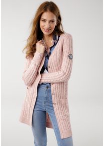 Kangaroos Damen Longstrickjacke, rosa, casual, Gr. 32, Zopfmuster, meliert, Strick, Obermaterial: 50% Baumwolle, 50% Polyacryl, Strickjacken, mit