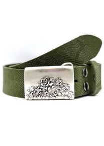 Damen Koppelgürtel, grün, modisch, Gr. 100, RETTUNGSRING BY SHOWROOM 019, vintage, unifarben, Reptilienprägung, geprägtes Muster, Leder, Gürtel,
