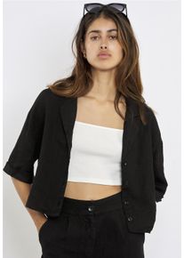 FRESHLIONS Damen Klassische Bluse "Lena", schwarz, casual, Gr. S, unifarben, 100% Leinen, Blusen, in klassischem Design