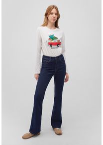 Mavi Damen Langarmshirt "PAWSITIVELY LONGSLEEVE", weiß, feminin, Gr. M, bedruckt, 100% Baumwolle, Shirts, Longsleeve X-Mas