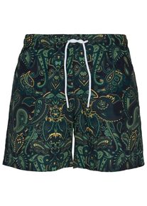 Urban Classics Herren Badeshorts "Urban Classics Herren Paisley Swim Shorts", grün, Gr. S, 100% Polyester, Badehosen