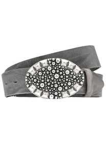 Damen Ledergürtel, grau, casual,modisch,klassisch, Gr. 115, RETTUNGSRING BY SHOWROOM 019, unifarben, Büffelleder, Gürtel, mit Schließe im Vinatge-Look
