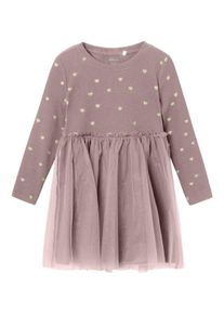 name it Mädchen Tüllkleid "NMFNADJA LS DRESS NOOS", rosa, casual, Gr. 86, bedruckt, Jersey, Obermaterial: 95% Baumwolle, 5% Elasthan, Kleider