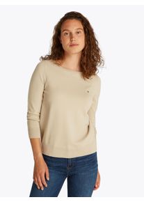 Tommy Hilfiger Damen Strickpullover "CO JERSEY STITCH BOAT-NK SWEATER", grün, casual, Gr. XS, unifarben, Strick, Obermaterial: 67% Baumwolle, 33%
