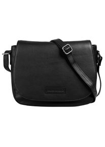 Bruno Banani Damen Umhängetasche, schwarz, Leder, unifarben, leicht glänzend, Taschen, echt Leder