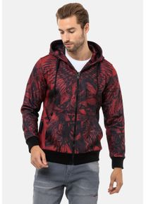 Cipo & Baxx CIPO & BAXX Herren Sweatjacke "Jacken", rot, Basic, Gr. XL, animal-print, 50% Baumwolle;50% Polyester, Sweatjacken, mit auffälligem Print, CL559