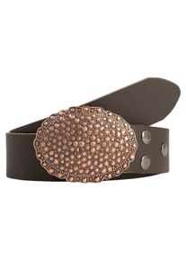 Damen Ledergürtel, braun, modisch,casual, Gr. 80, RETTUNGSRING BY SHOWROOM 019, unifarben, Leder, Gürtel, mit austauschbarer Schließe »Oval Nieten