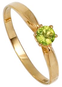 Jobo Damen Goldring, 50, Gelbgold 585, gelb, Gelbgold 585, Fingerringe, 585 Gold mit Peridot
