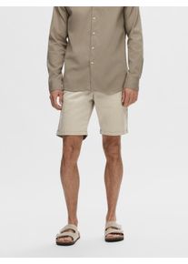 Selected Homme Herren Chinoshorts "SLHSLIM-MILES FLEX SHORTS NOOS", beige, Basic, Gr. S, unifarben, Obermaterial: 98% Baumwolle, 2% Elasthan, Hosen