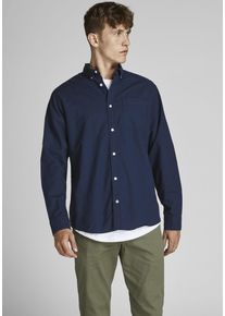 Jack & Jones JACK & JONES Herren Langarmhemd "OXFORD SHIRT", blau, modisch, Gr. L, Web, Obermaterial: 100% Baumwolle, Hemden