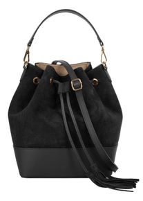 Samantha Look Damen Umhängetasche, schwarz, Leder, Taschen, echt Leder, Made in Italy