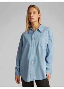 Damen Jeansbluse "OVERSIZED LS DENIM SHIRT", blau, feminin, Gr. XS, Calvin Klein Jeans, unifarben, Web, Obermaterial: 50% Baumwolle, 40% Lyocell, 10%
