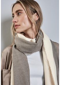 Street One Damen Halstuch, beige, casual, unifarben, Stoff, 65% Polyester, 35% Viskose, Modetücher, mit Fransenkante