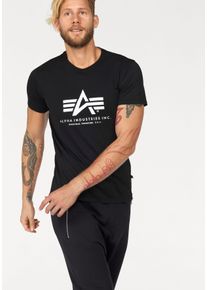 Herren T-Shirt "Basic T-Shirt", schwarz, modisch, Gr. XL, Alpha Industries, bedruckt, Single Jersey, Obermaterial: 100% Baumwolle, Shirts