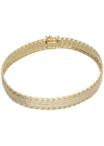 Luigi Merano Damen Armband "Fantasiekette, matt und glanz, Gold 375", 21cm, Gelbgold 375, gold, Gelbgold 375, Armbänder