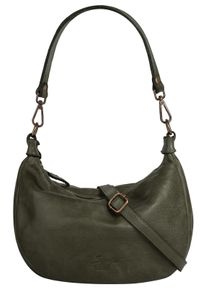 Samantha Look Damen Umhängetasche, grün, Leder, unifarben, leicht glänzend, Taschen, echt Leder, Made in Italy