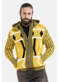 Cipo & Baxx CIPO & BAXX Herren Cardigan "Jacken", gelb, Basic, Gr. L, unifarben, 100% Polyacryl, Strickjacken, im modernem Look, CP256