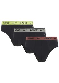 NIKE UNDERWEAR Herren Slip "BRIEF 3PK", Gr. XL, schwarz, Jersey, Obermaterial: 95% Baumwolle, 5% Elasthan, kontrastfarbene Details, Unterhosen, mit