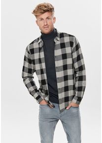 Only & Sons ONLY & SONS Herren Karohemd "GUDMUND LS CHECKED SHIRT", grau, modisch, Gr. XL, kariert, Web, Obermaterial: 100% Baumwolle, Hemden