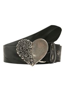 Damen Ledergürtel, schwarz, modisch, Gr. 90, RETTUNGSRING BY SHOWROOM 019, unifarben, Rindsleder, Gürtel, mit Koppelschließe im Herz-Design