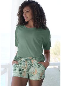 Vivance Dreams Damen Shorty, Gr. 32, grün, Single Jersey, Obermaterial: 63% Polyester, 33% Viskose, 4% Elasthan. Obermaterial Hose: 50% Baumwolle,