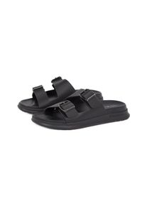 Tommy Hilfiger Herren Pantolette "D DENSITY HILFIGER LTH SAND", Gr. 43, schwarz, Leder, casual, Schuhe, Sommerschuh, Bequemschuh, Schlupfschuh mit