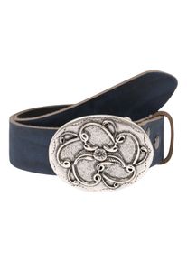 Damen Ledergürtel, blau, modisch,klassisch, Gr. 95, RETTUNGSRING BY SHOWROOM 019, unifarben, Gürtel, Koppelschließe im floralen Design, auswechselbar
