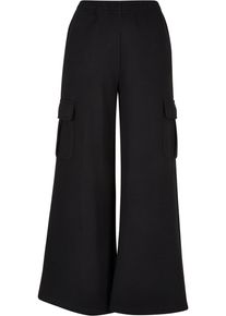 Urban Classics Damen Cargohose "Urban Classics Damen Ladies Highwaist Wide Leg Cargo Terry Pants", schwarz, Gr. XS, unifarben, 65% Baumwolle, 35%