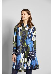 Bugatti Damen Hemdblusenkleid, blau, Gr. 36, 100% Baumwolle, Kleider, mit Allover Buchstaben-Print