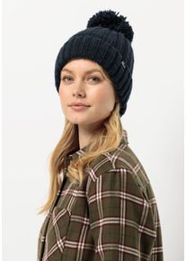 Jack Wolfskin Damen Bommelmütze "HIGHLOFT KNIT BEANIE W", blau, Gr. S, Hauptmaterial: 100% Polyester (recycled); Futter: 100% Polyester, Mützen