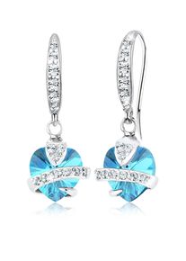 Elli Damen Paar Ohrhänger "Hänger Herz Symbol Kristalle 925 Silber", OneSize,mit Steinen, Silber 925 (Sterlingsilber), blau, Silber 925