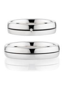 Bruno Banani Trauring "Schmuck Geschenk Ehering Hochzeit Damenring Herrenring", 56, 0,01 ct SI = kleine Einschlüsse mit Brillant, Silber 925