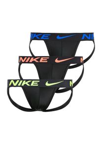 NIKE UNDERWEAR Herren String "JOCK STRAP 3PK", Gr. XL, schwarz, Jersey, Obermaterial: 94% Polyester, 6% Elasthan, kontrastfarbene Details,