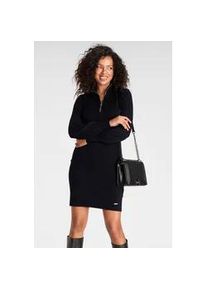 Strickkleid Laura Scott, Damen, Gr. 46, N-Gr, schwarz, Strick, Obermaterial: 70% Viskose, 30% Polyamid, clean, unifarben, figurbetont kurz, B&uuml;ndchen, Kleider Strickkleid, mit Troyer Kragen in Mini Form