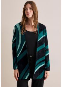 Cecil Damen Cardigan, schwarz, casual, Gr. L, unifarben, Stoff, 72% Polyamid, 14% Baumwolle, 14% Polyacryl, Strickjacken, mit grafischem Muster