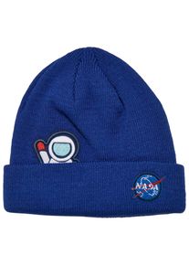 MisterTee Damen Beanie "MisterTee Unisex NASA Embroidery Beanie Kids", blau, Gr. L, Kunstfaser, Mützen