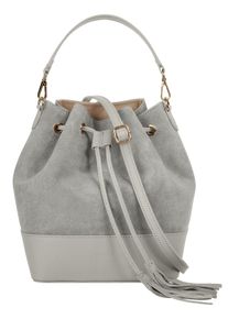 Samantha Look Damen Umhängetasche, grau, Leder, Taschen, echt Leder, Made in Italy