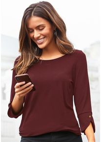 Vivance 3/4-Arm-Shirt 'mit Manschetten und goldfarbenen Knöpfen' pink Gr. 36/38 für Damen. Mit Rundhals. Figurumspielend. Nachhaltig.