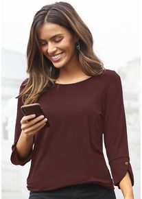 Vivance 3/4-Arm-Shirt 'mit Manschetten und goldfarbenen Knöpfen' pink Gr. 44/46 für Damen. Mit Rundhals. Figurumspielend. Nachhaltig.