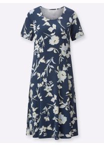 sheego Gro&szlig;e Gr&ouml;&szlig;en Jerseykleid in leichter A-Form, dunkelblau-champagner-bedruckt, Gr&ouml;&szlig;e 46 - Damen