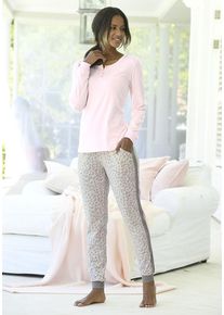 s.Oliver Pyjama mehrfarbig Gr. 52/54 für Damen. Mit Rundhals. Slim Fit. Nachhaltig.