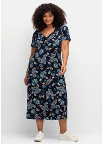 sheego by Joe Browns Große Größen Jerseykleid in Midilänge, mit Blumendruck Gr. 52 blau geblümt von sheego für Damen